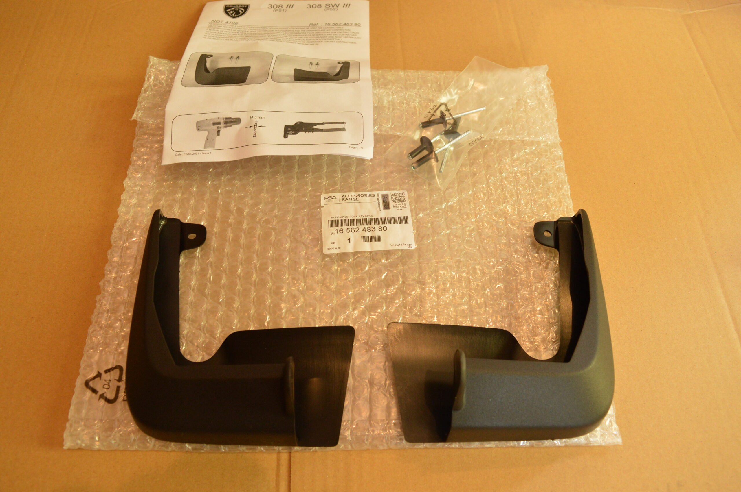 Jeu de 2 bavettes AVANT Peugeot 308 III 308 III SW 2021-… 1656248380 OEM Arrivages Auto Pieces