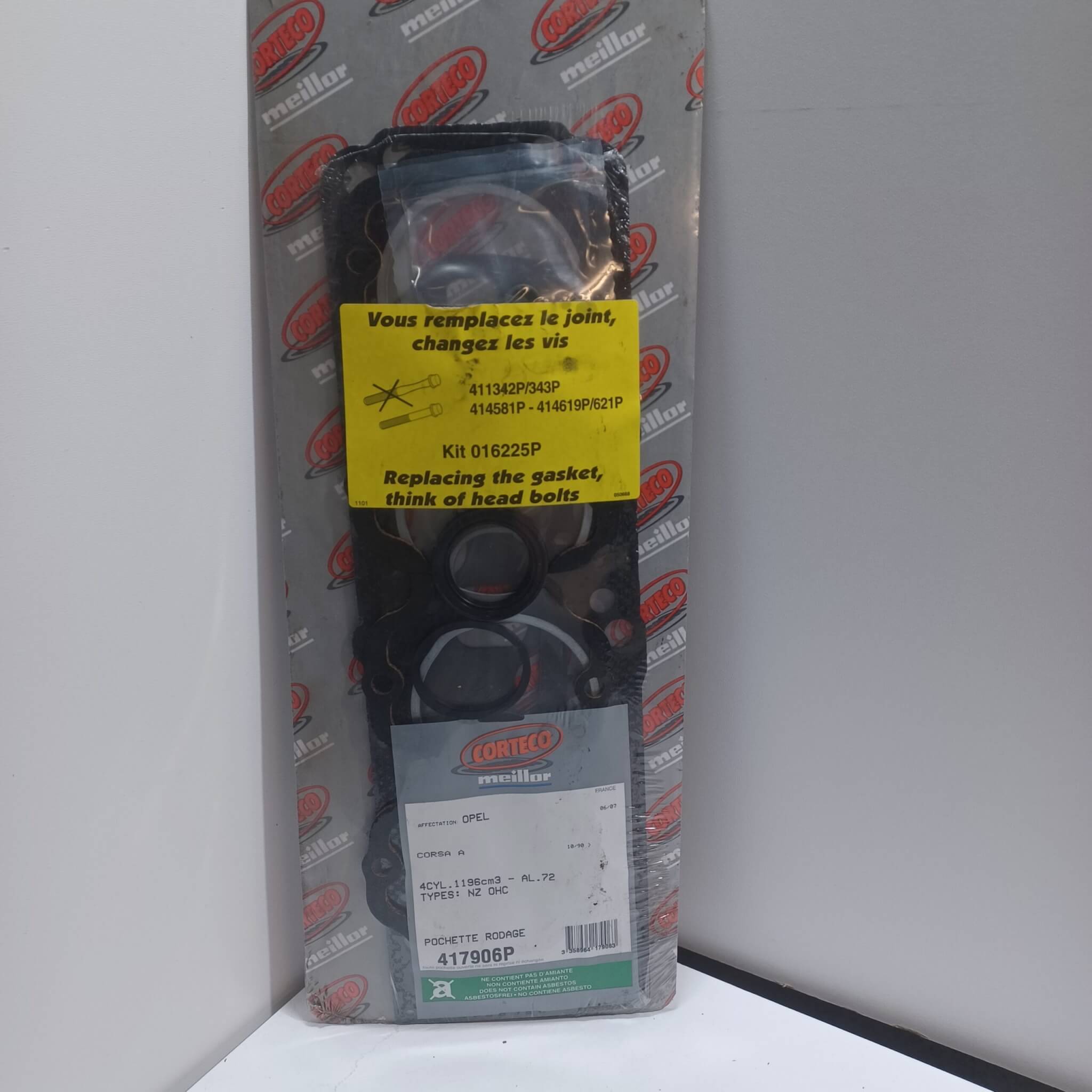 Pochette joints haut moteur Opel Kadett E 1.6i Ascona C 1.6i Vectra A 1.6i Astra F 1.6i Arrivages Auto Pieces