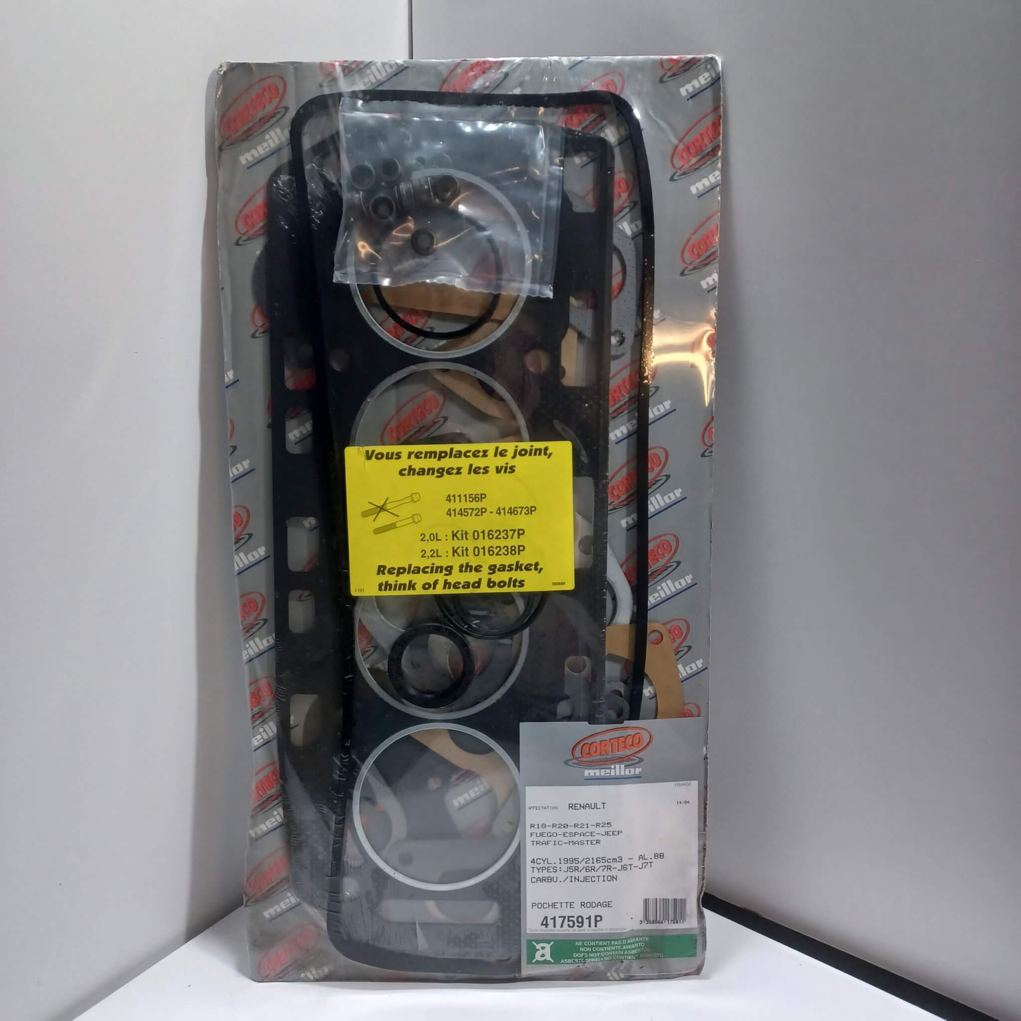 Pochette joints haut moteur Renault super 5 1.7 R9 R11 1.7 R19 R21 1.7 Volvo 440 460 1.7 Arrivages Auto Pieces